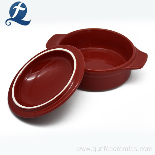 Color Glazed Round Ceramic Casserole